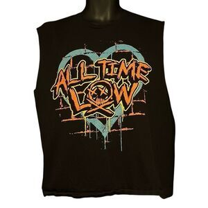 All Time Low Cutoff Sleeves Cropped Crop T-Shirt Men’s Large